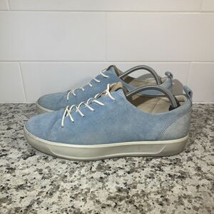 Ecco Mens Soft 8 Sneakers Shoes Lace Up Blue Suede Size 44 EU - 10 US